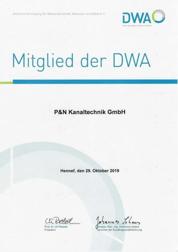 Nachweis: DWA-Mitgliedschaft